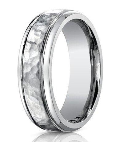7mm Men's Benchmark Titanium Wedding Ring with Hammered Finish