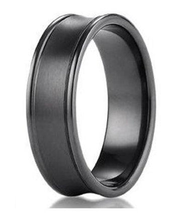 7.5mm Men's Benchmark Black Titanium Wedding Ring With Concave Design