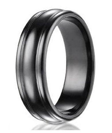 Benchmark Rounded Edge Black Titanium Wedding Ring for Men- 7.5mm