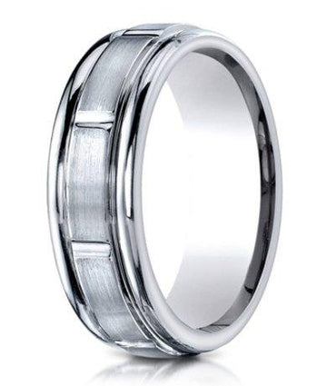 6mm Men's Benchmark Titanium Wedding Ring with Polished Grooves