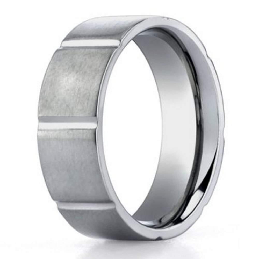 Men's Contemporary Titanium Wedding Ring with Vertical Cuts | 6mm