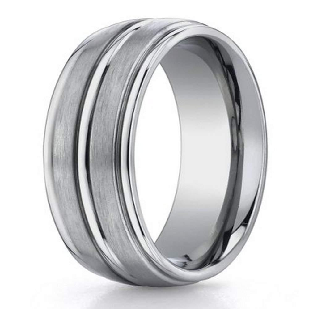 Designer Satin Finish Titanium Wedding Ring with Polished Trim | 8mm