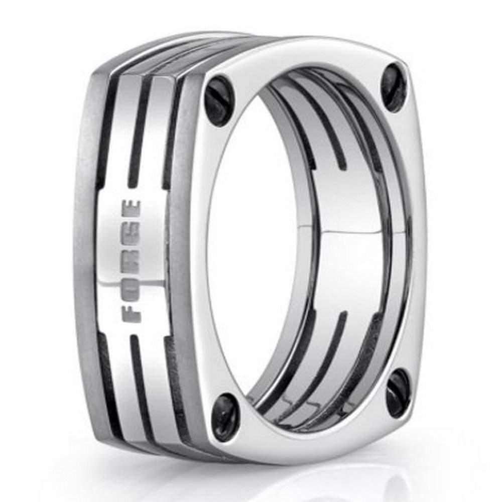 Men's Titanium Cut Ring in Four Sided Design with Screws  | 7.5mm