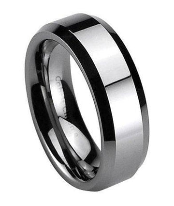 Men's Cobalt Chrome Ring Flat Profile, Beveled Edges and Polished Finish | 7mm