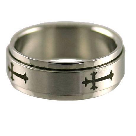 Stainless Steel Cross Spinner Ring-8mm – Just Mens Rings