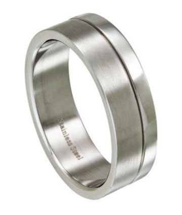 Polished and Brushed Finish Stainless Steel Ring for Men | 8mm