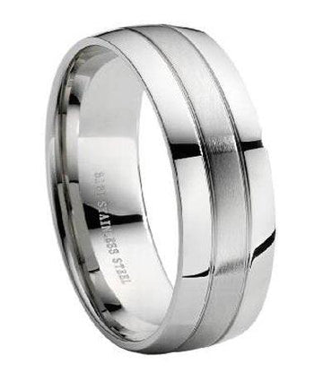 Stainless Steel Wedding Band-8mm