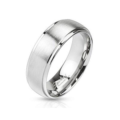 Stainless Steel Wedding Ring Polished Edges and a Brushed Finish – 7 mm