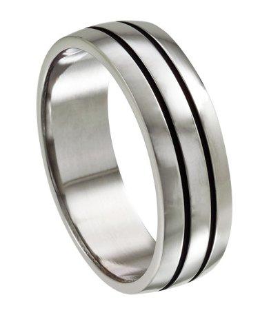 Stainless Steel Wedding Ring with Deep Lines-7mm