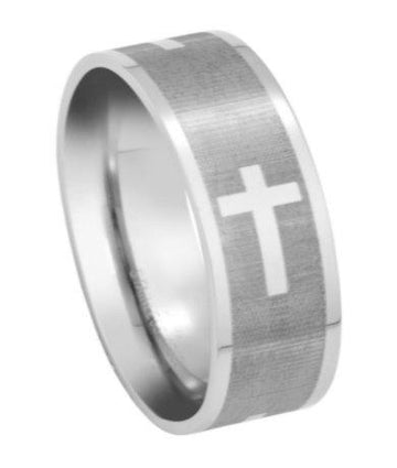 Stainless Steel Cross Ring-8mm