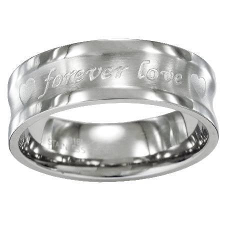 Stainless Steel Wedding Ring with "Forever Love" Engraving | 8mm