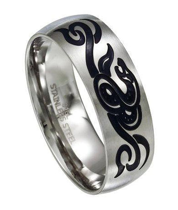 Stainless Steel Serpent Tribal Ring-8mm