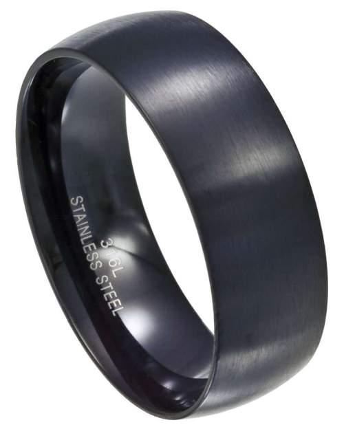 Men's Stainless Steel Black Wedding Band with Matte Finish | 8 MM