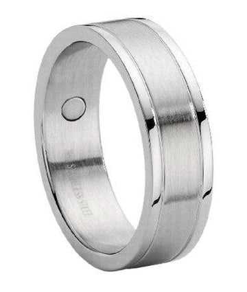 Men's Stainless Steel Wedding Ring with Therapy Magnets | 8mm