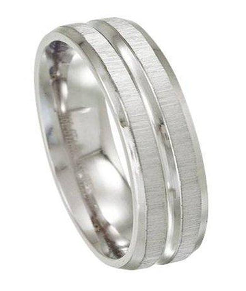 Stainless Steel Satin and High Polish Wedding Ring-6mm