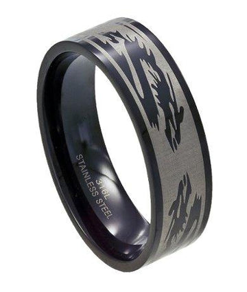 Black Stainless Steel Dragon Ring-8mm