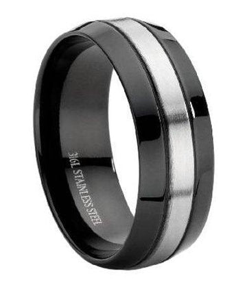 Black Stainless Steel Wedding Band-8mm