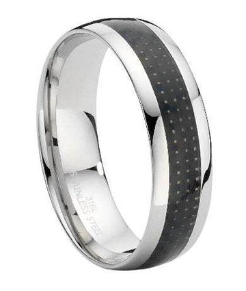 Stainless Steel Ring with Carbon Fiber Inset-8MM