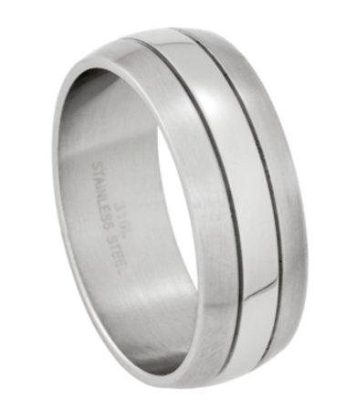 Men's Stainless Steel Wedding Band with Brushed and Polished Finish | 9mm