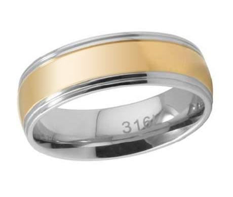 The Axis Men's Stainless Steel Wedding Band with Two-Tone Polished
