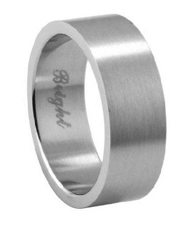 Men's Stainless Steel Wedding Ring with Flat Face and Brushed Finish | 7.2mm