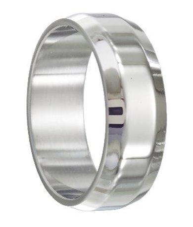 Stainless Steel Wedding Ring with Beveled Edges-7.2mm