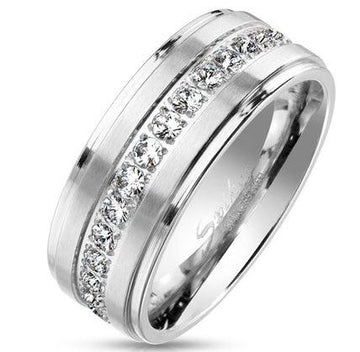 Men's Stainless Steel Eternity Band with CZs | 7mm
