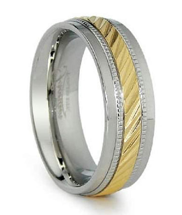 Men's Two-Tone Stainless Steel and Gold Plated Ring | 8mm