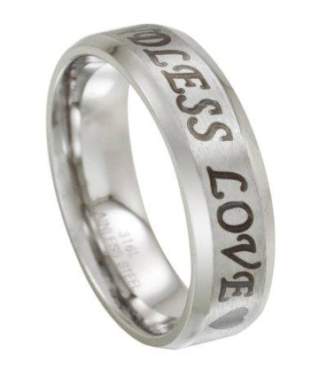 Men's "Endless Love" Stainless Steel Ring with Beveled Edges | 6mm