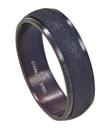 Black Stainless Steel Ring for Men with Sandblasted Finish | 7mm