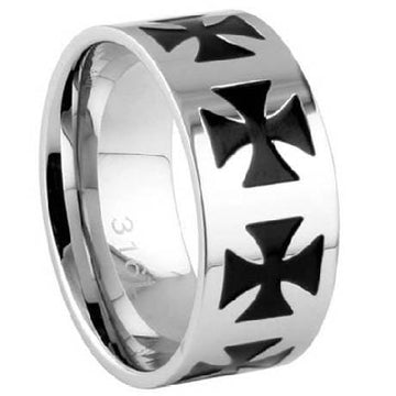 Stainless Steel Iron Cross Ring-10mm
