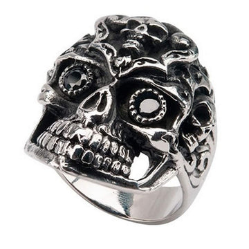 Men's Sovereign Steel Black Oxidized Multi - 38mm Skull Ring