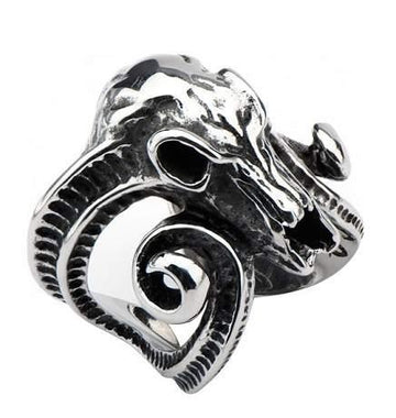 Men's Stainless Steel Oxidized Mountain Goat Head-38mm