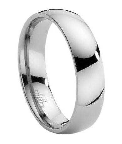 Comfort-fit Titanium Band with Domed Polished Finish – 6 mm