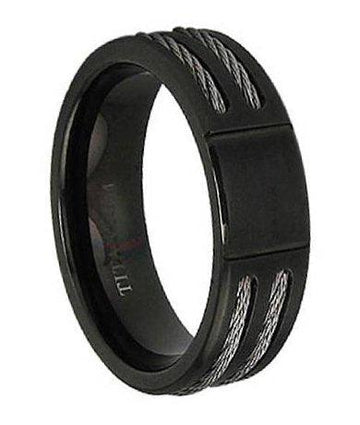 Black Titanium Two Cable Ring - 7mm