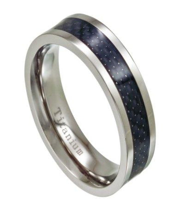 Men's Titanium Black Carbon Fiber Ring | 7mm