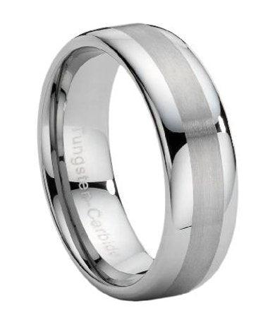 Dual Finish Domed Tungsten Wedding Band -8mm