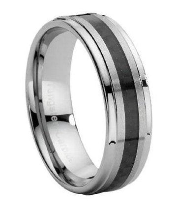 Men's Tungsten Carbide Ring with Carbon Fiber Insert -8mm