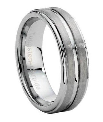 Carved Center Tungsten Carbide Wedding Band -7.2mm