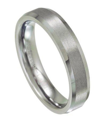 Tungsten Wedding Ring with Satin Finish and Beveled Edges-6mm