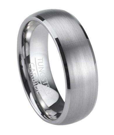 Tungsten Men's Wedding Band with Satin Finish Oval Profile | 8mm