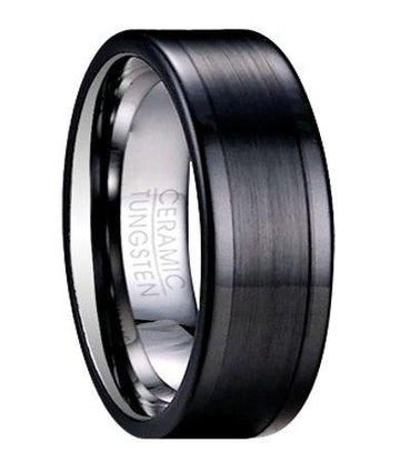 Men's Ring in Black Tungsten with Mixed Finishes | 8mm