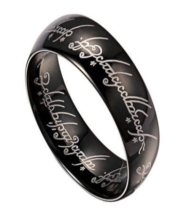 Lord of the Rings Black Tungsten Band with Elvish Script | 8mm