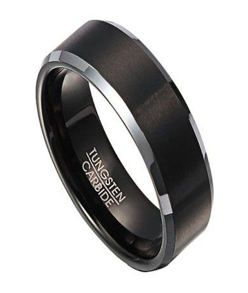 Wedding Ring for Men in Tungsten with Black IP Center | 8mm