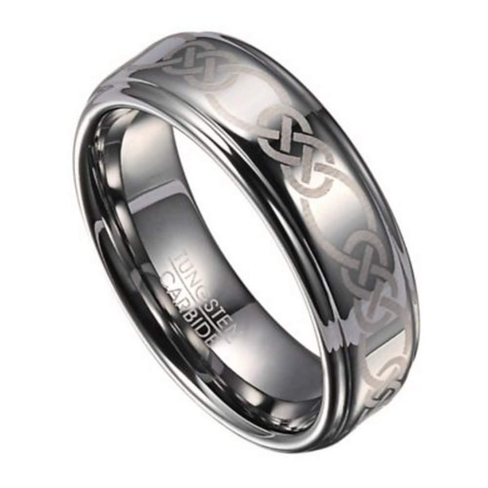 Celtic Knot Men's Tungsten Wedding Band with Polished Finish | 8mm