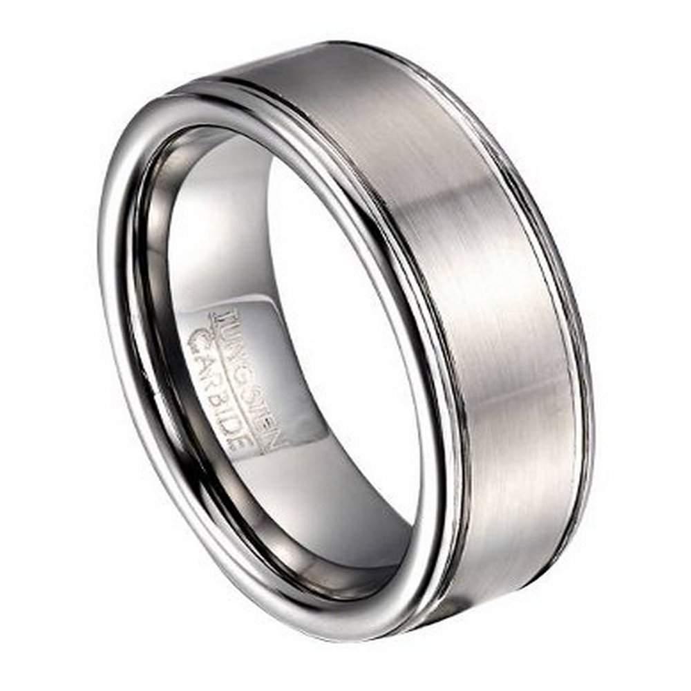 Brushed Finish Tungsten Wedding Band for Men, Rounded Edges | 8mm