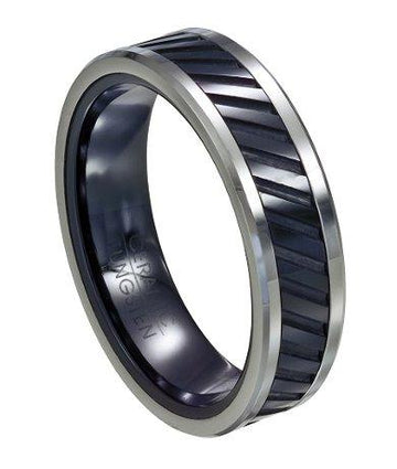 Tungsten and Black Ceramic Ring