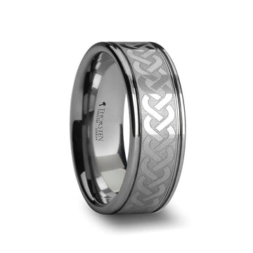Men's Tungsten Carbide Ring with Celtic Knot Pattern 8mm