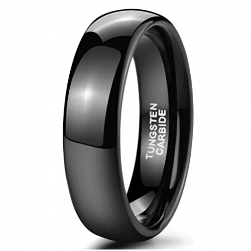 Black Men's Tungsten Dome Wedding Band 5.5 mm