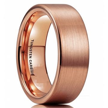 8mm Rose Gold Plated Satin Finished Tungsten Wedding Band